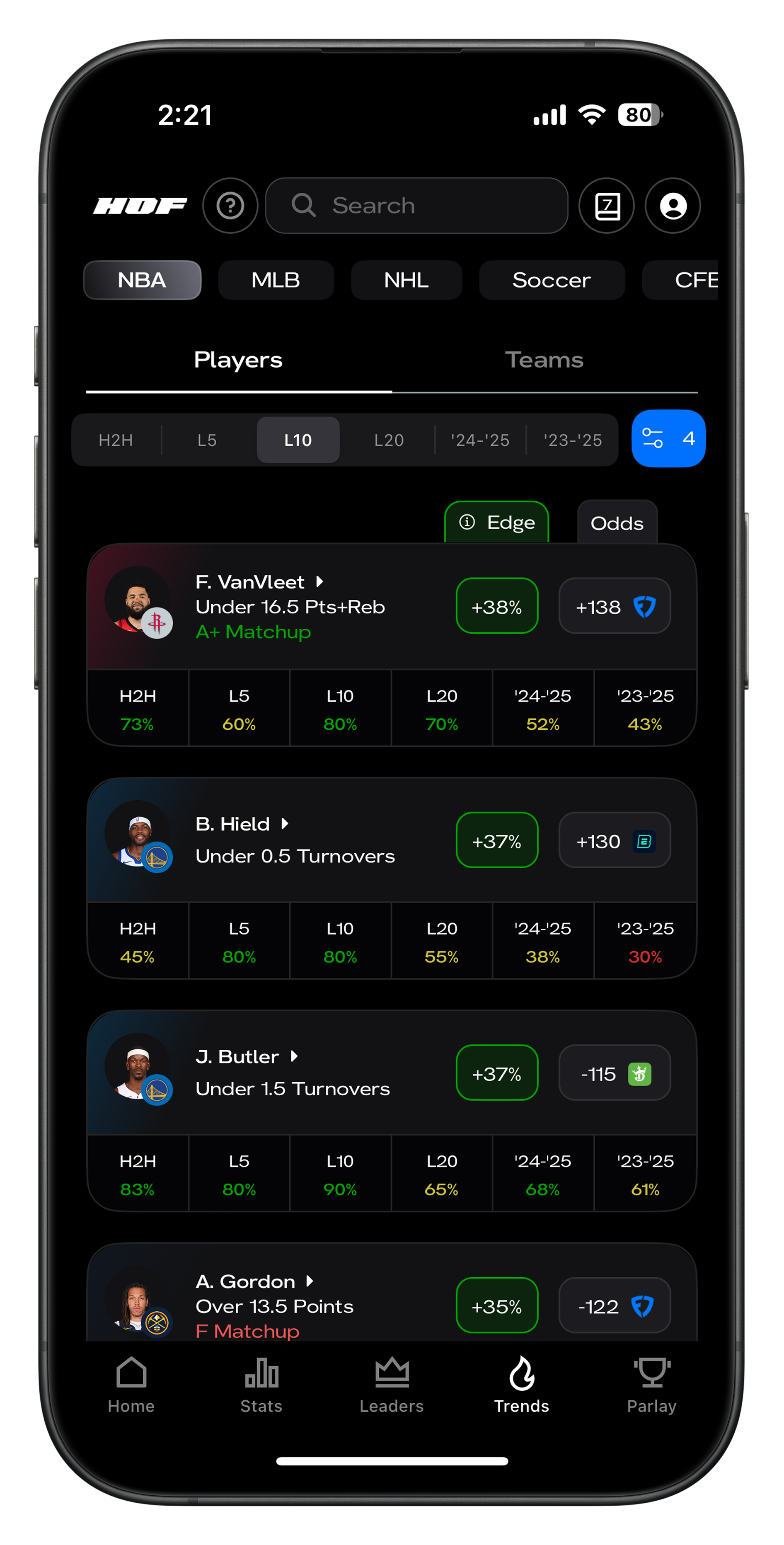 hofbets Trends tool mockup